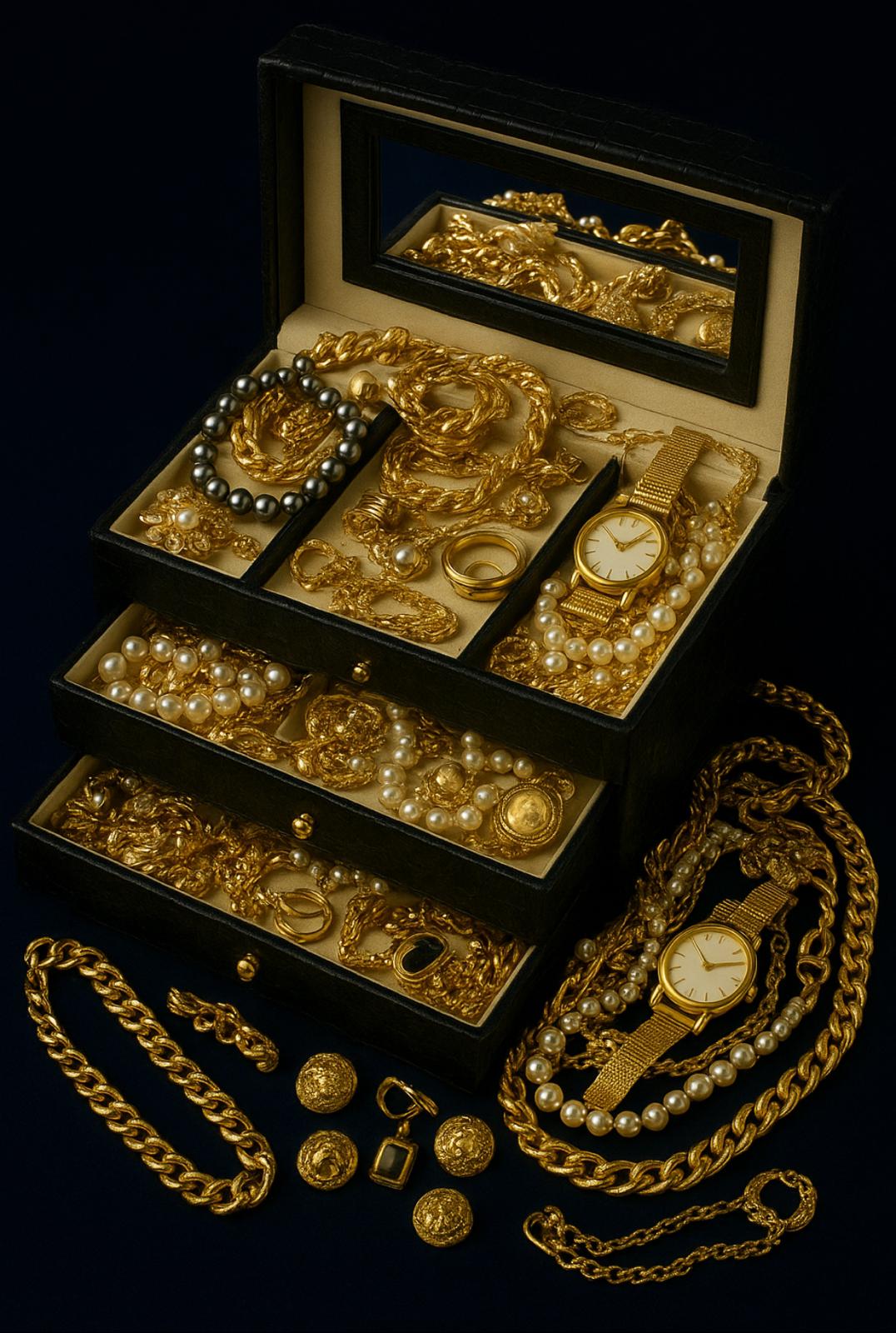 Schmuck-Konvolut mit Gold und Perlen